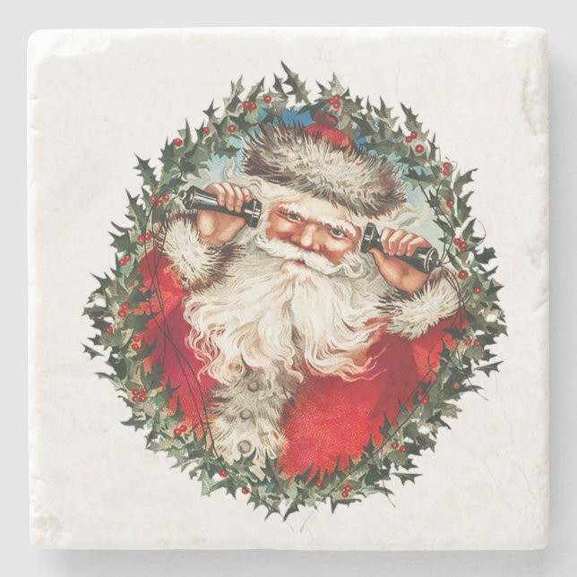 Vintage Santa Stenunderlägg (Framsidan)