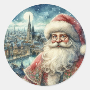 Vintage Santa Sticker Runt Klistermärke
