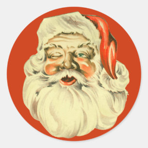 Vintage Santa Stickers Runt Klistermärke