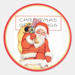 Vintage Santa Stickers Runt Klistermärke