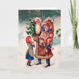 Vintage Santa Tar barn Helgkort