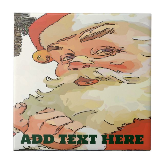 Vintage Santa Tiles, add text Kakelplatta (Framsidan)