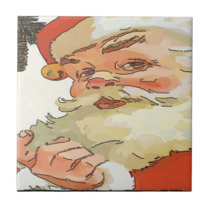Vintage Santa Tiles Kakelplatta