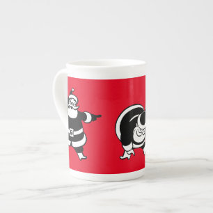 Vintage Santa Trio Julrött Benporslin Mugg