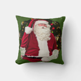 Vintage Santa under träd. Kudde