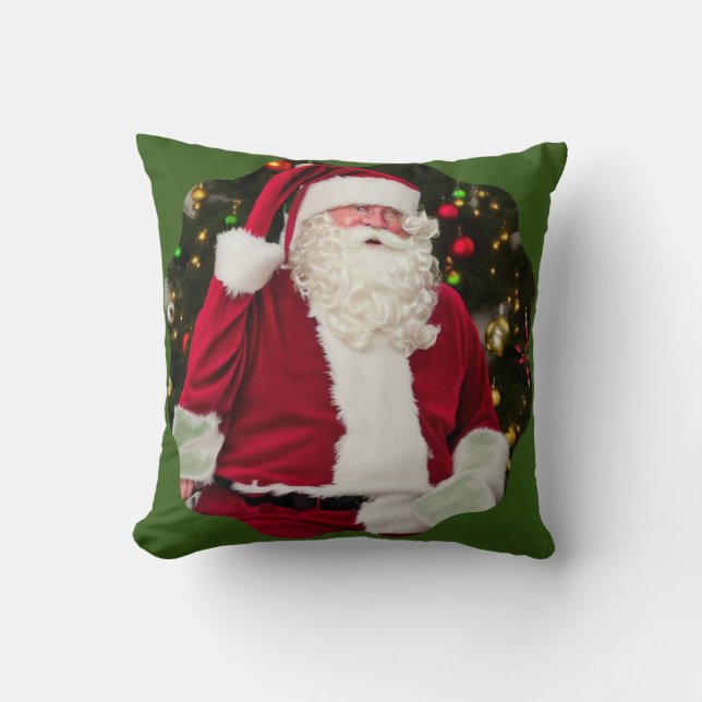 Vintage Santa under träd. Kudde (Framsida)