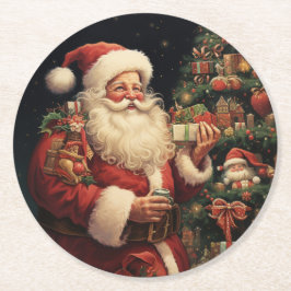 Vintage Santa Underlägg Papper Rund