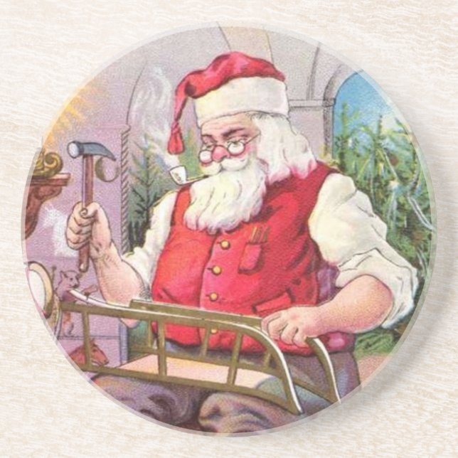 Vintage Santa Underlägg Sandsten (Framsidan)