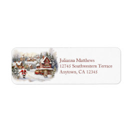 Vintage Santa Village Returadress Etikett