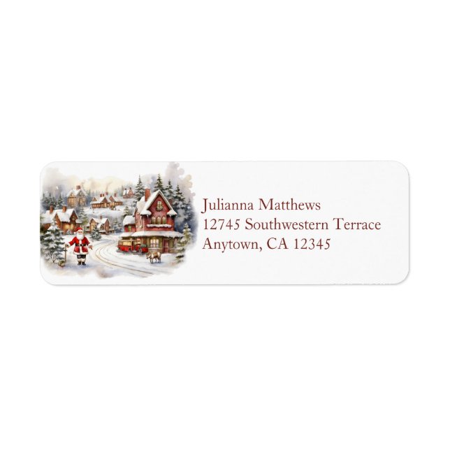 Vintage Santa Village Returadress Etikett (Framsidan)