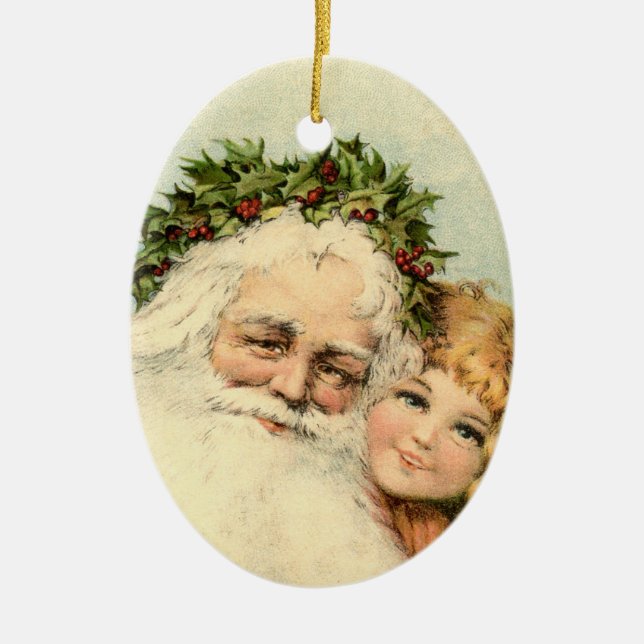 Vintage Santa with Child Ornament (Framsidan)