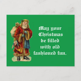 Vintage Santa with Gifts Vykort