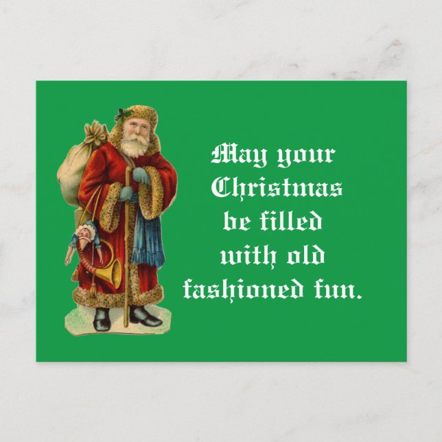 Vintage Santa with Gifts Vykort (Framsida)