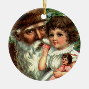 Vintage Santa with Girl Keepsak Ornament