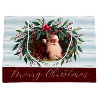 Vintage Santa With Greenery