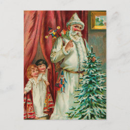 Vintage Santa with Kids Helg Vykort