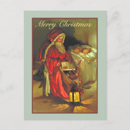 Vintage Santa with Sleeping Children-jul Vykort