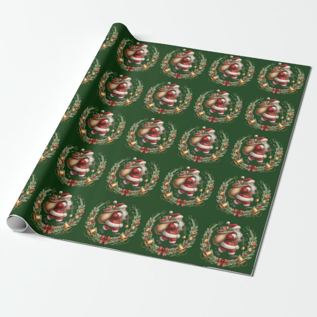Vintage Santa Wrapping Papper Presentpapper (Utrullad)