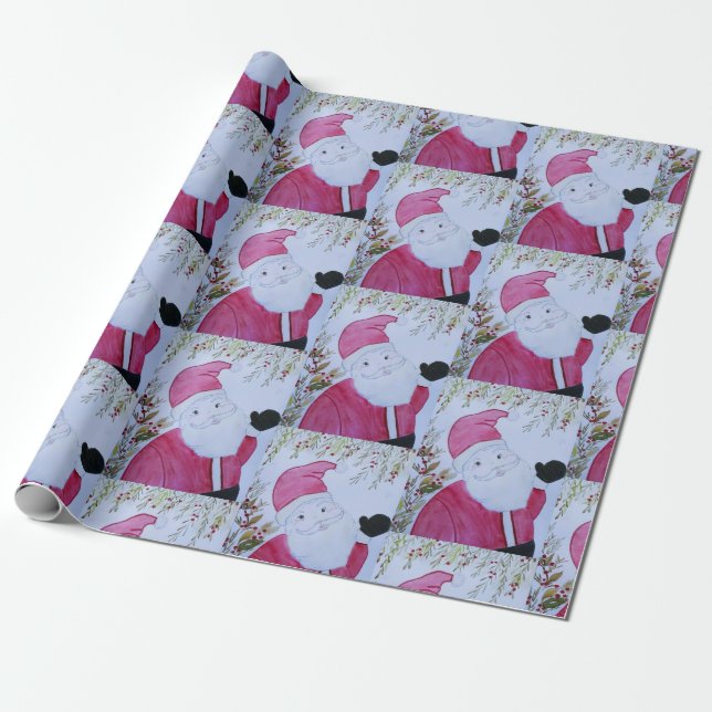 Vintage Santa Wrapping Papper Presentpapper (Utrullad)