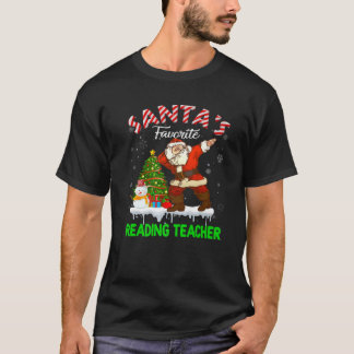 Vintage Santa's Favorite Reading Teacher Julafton  T Shirt