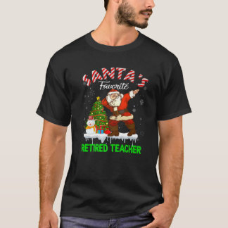 Vintage Santa's Favorite Retrött Teacher Julafton  T Shirt