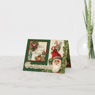 Vintage Santas, Holly och Doves Elegant jul Helgkort