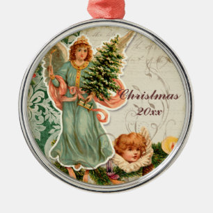 Vintage Santas n Holly Elegant jul Ornament
