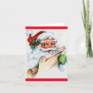 Vintage Santas Nice List Childrens julkort Helgkort