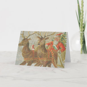 Vintage Santa's Sleigh Helgkort
