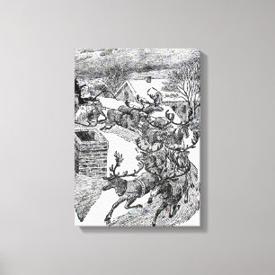 Vintage Santa's Sleigh Illustration Canvastryck