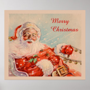 Vintage Santas Sleigh Ride Kanvastryck Poster