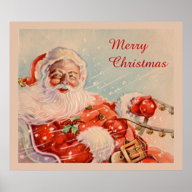 Vintage Santas Sleigh Ride Kanvastryck Poster (Framsidan)