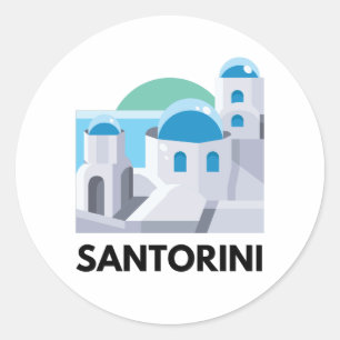 Vintage Santorini Grekland Runt Klistermärke