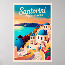 Vintage Santorini Travel - Santorini-arkitektur Poster