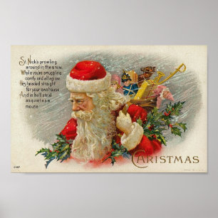 Vintage Sants-julljort-Nick-kort Poster