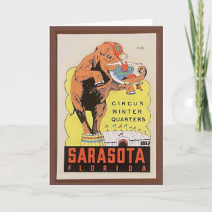 Vintage Sarasota Circus-gratulationskort Kort