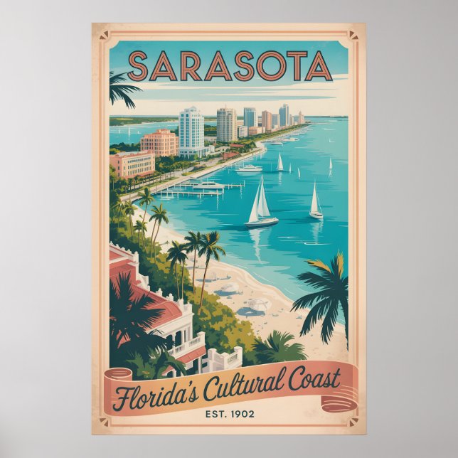 Vintage Sarasota Florida Retro Resa Poster (Framsidan)