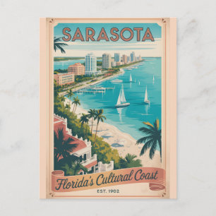 Vintage Sarasota Florida Retro Resa Vykort