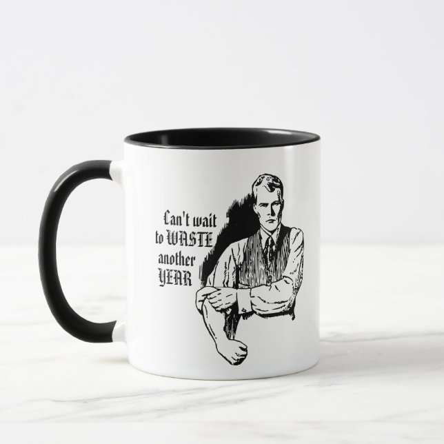 Vintage Sarcastic "Waste Another Year" Mug Mugg (Vänster)