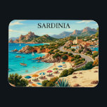 Vintage Sardinia Italy Travel Illustration Magnet<br><div class="desc">Transport your friends and family to the turquoise waters of the Mediterranean with this stunning vintage-style travel Magnet. Inspired by the iconic mid-century travel posters of the 1950s and 60s, this illustration captures the rugged beauty of Sardinia, Italy. Featuring the sun-drenched cliffs, colorful umbrellas of the Costa Smeralda, and a...</div>