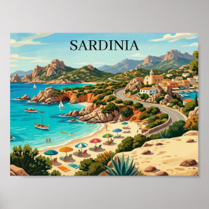 Vintage Sardinien Italien Reseskiss Poster