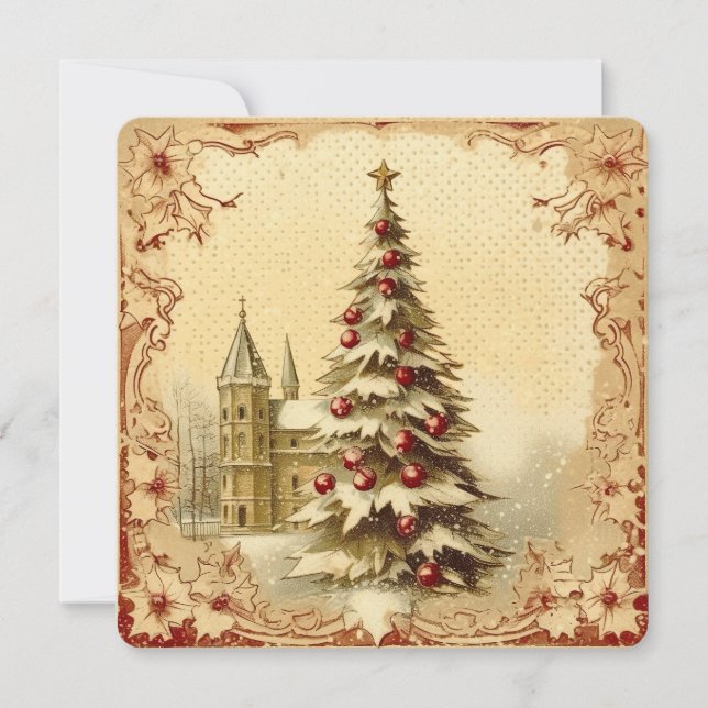 Vintage Säsongens Hälsningar Julkort (Framsida)