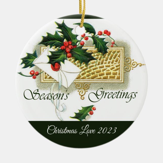 Vintage Säsonhälsningar jul Ornament (Framsidan)