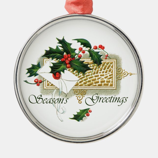 Vintage-Säsonhälsningar Julgransprydnad Metall (Framsidan)