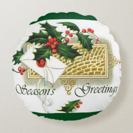 Vintage-Säsonhälsningar Rund Kudde