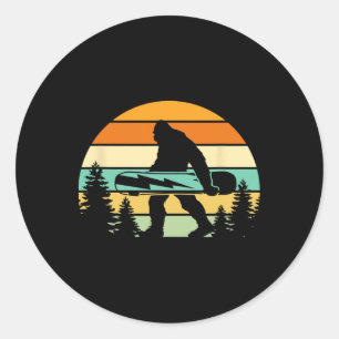 Vintage Sasquatch Snowboarding Retro Bigfoot Winte Runt Klistermärke