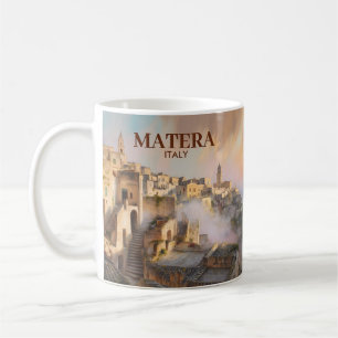 Vintage Sassi di Matera Italien Resmål Akvarell Kaffemugg