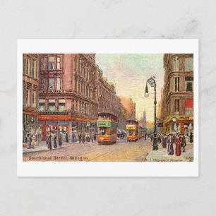 Vintage Sauchiehall Street i Glasgow, Skottland, Vykort