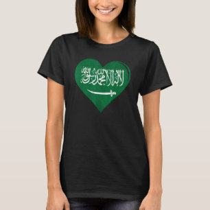 Vintage Saudiarabiens Flagga Heart för Saudiarabie T Shirt