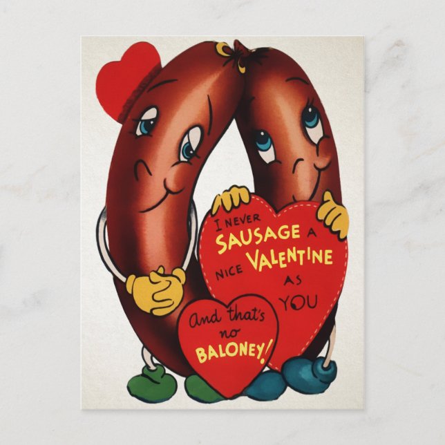 Vintage Sausages Valentineser Vykort (Framsida)